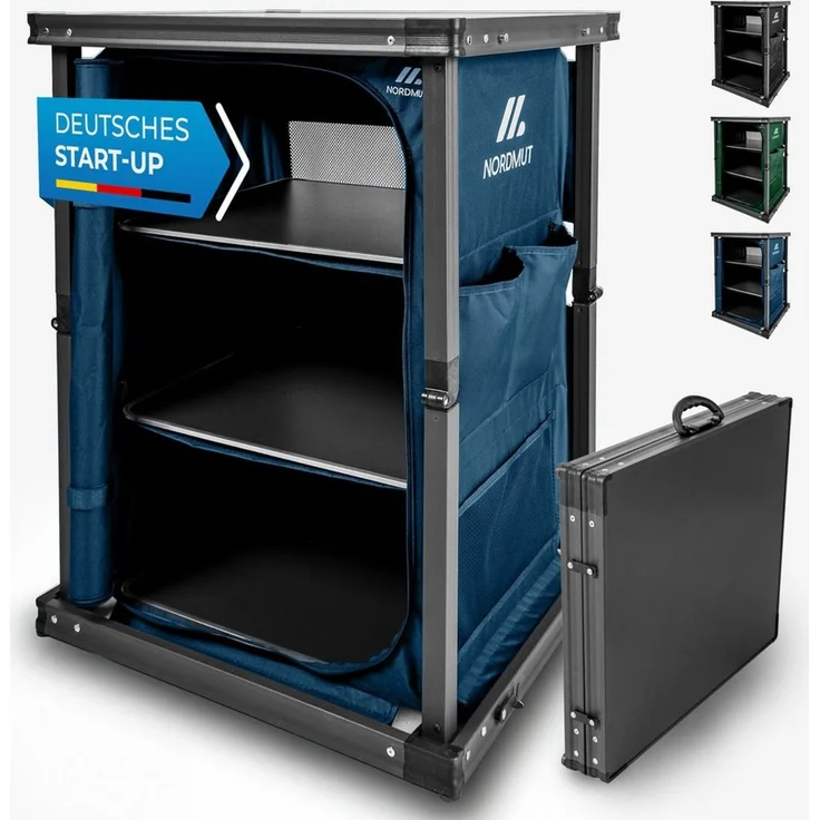 Nordmut Campingschrank Campingküche faltbar 60x51x80 cm Outdoor Schrank (mobiler Camping Organizer 1-St. mit Türen & Fächern, Stahlrahmen, Tragetasche, wetterfest) klappbar, mit Türen, mehrere Fächer, Tragetasche – Bild 1