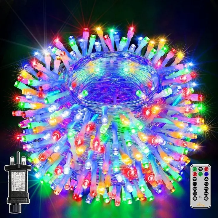Ollny LED-Lichterkette, 600-flammig, 60m, 8 Lichtmodi, Timer & Memory, IP44 Schutzklasse