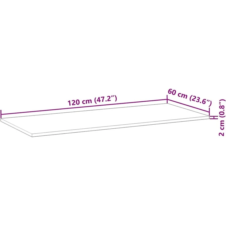 vidaXL Tischplatte Rechteckig 120x60x2 cm Massivholz Akazie 4008826 – Bild 10