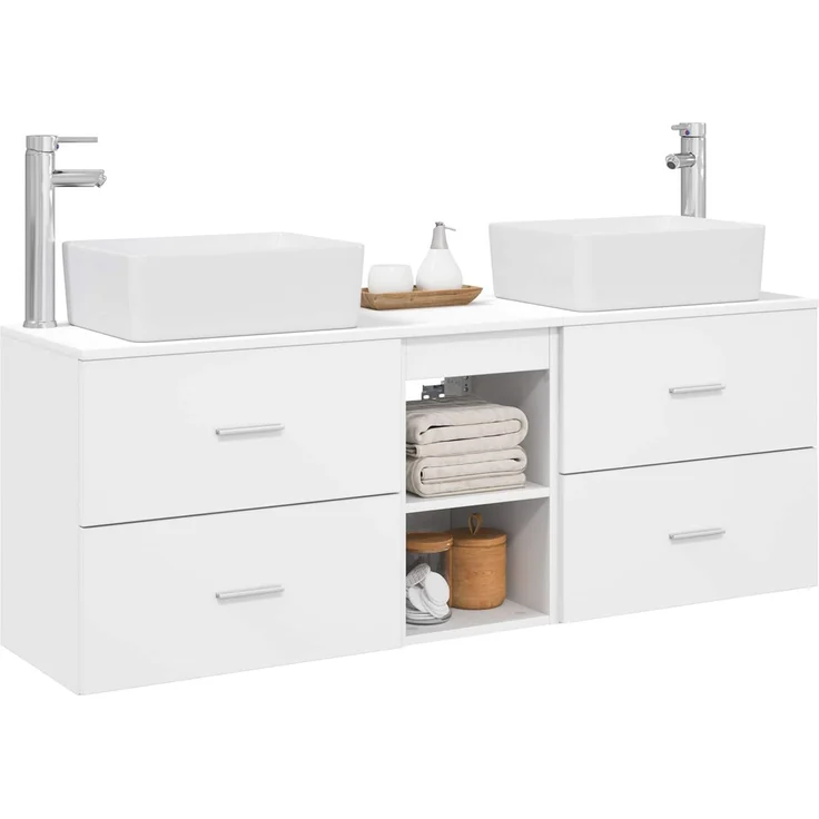 vidaXL Badezimmerschrank-Set 3 stk. Weiß 136 x 35 x 80 cm 3405851 – Bild 3