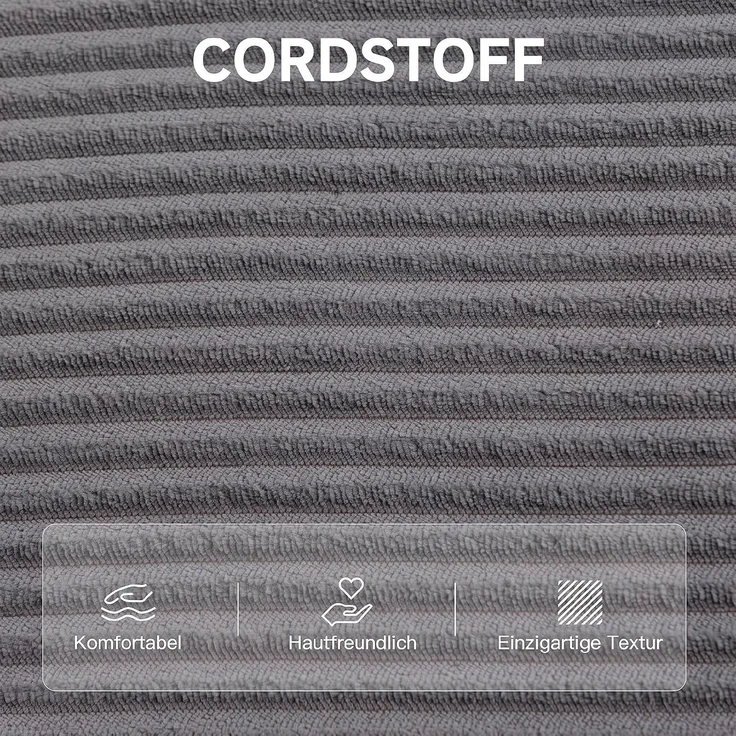 HOMCOM Bodensessel, Cordstoff, Schaumstoff, Dunkelgrau, 145 x 98 x 95 cm – Bild 7