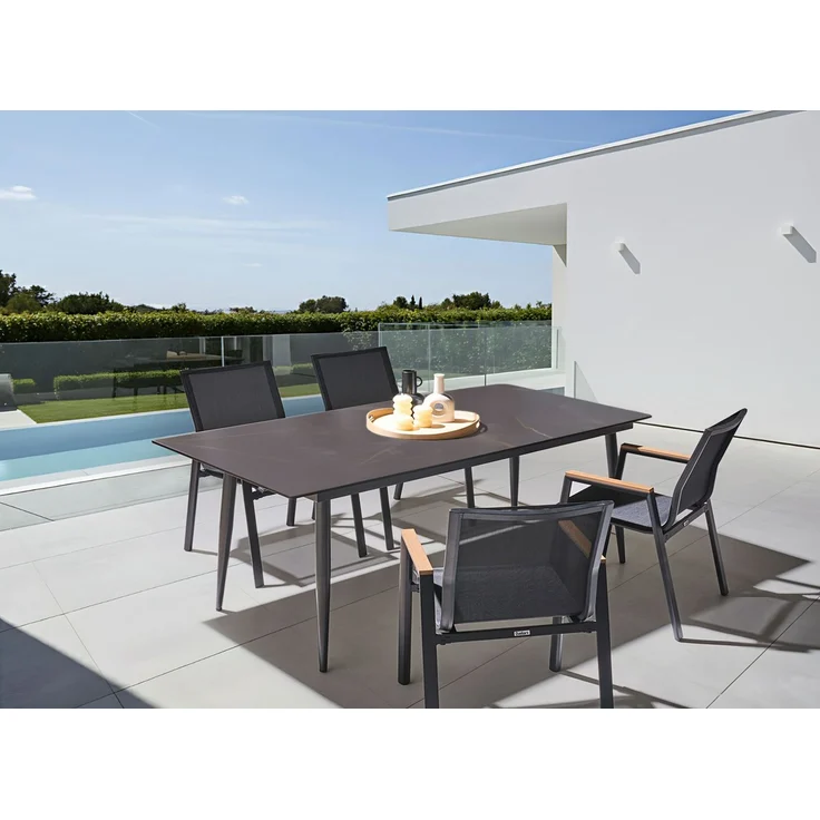Gartentisch TOLENTINO 180 cm 90 cm Marmor Optik Grauer Marmor – Bild 3
