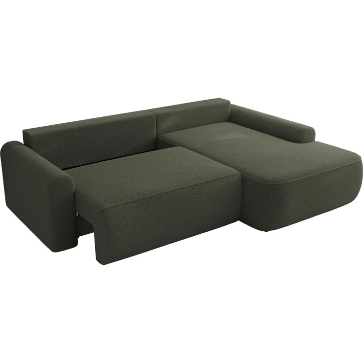 Ecksofa, L-förmiges, lose Kissen, DL-Schlaffunktion, (H 100 x T 187 x B 273 cm) - CUBO L - Boucle Grün - rechte Seite – Bild 5