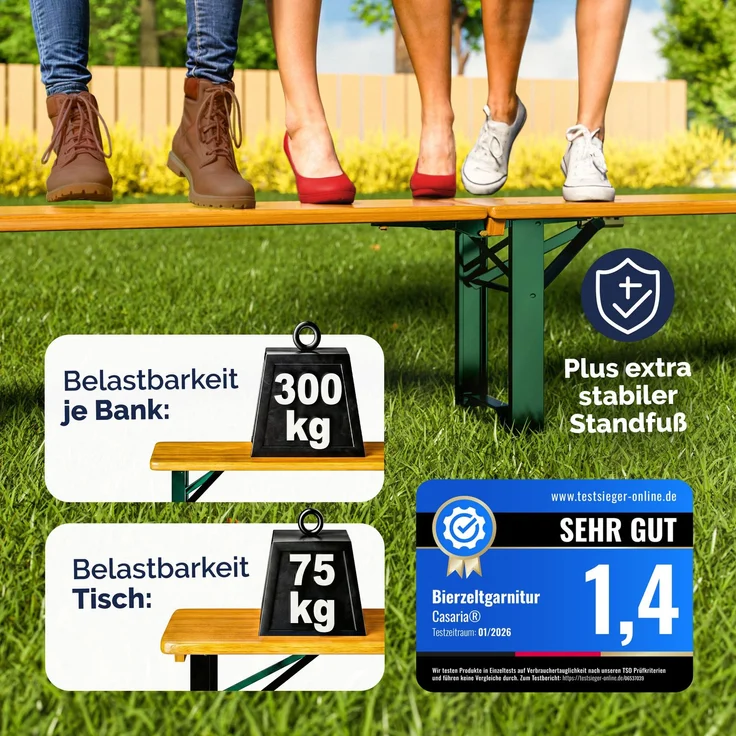 CASARIA® Bierzeltgarnitur 2er Set 220cm Modell 2026 – Bild 5