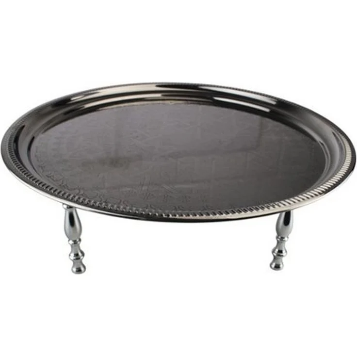Metalltisch/Präsentationstablett mit Füße - Silber ø40 cm – Bild 1