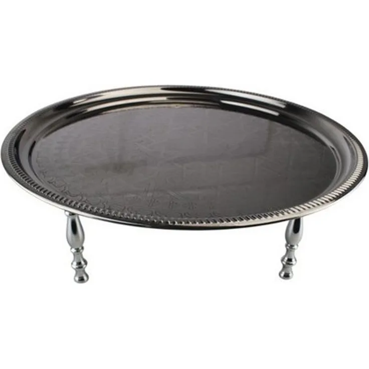 Metalltisch/Präsentationstablett mit Füße - Silber ø40 cm