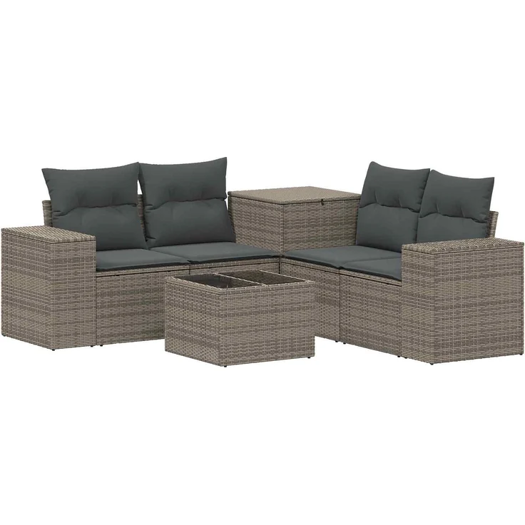vidaXL Sofa Set 6 stk. Grau und Dunkelgrau Polyrattan und Stahl 3447566 – Bild 2