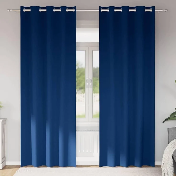 vidaXL Verdunkelungs-Vorhänge mit Ringen 2 stk. Dunkelblau Polyester 4107365 – Bild 2