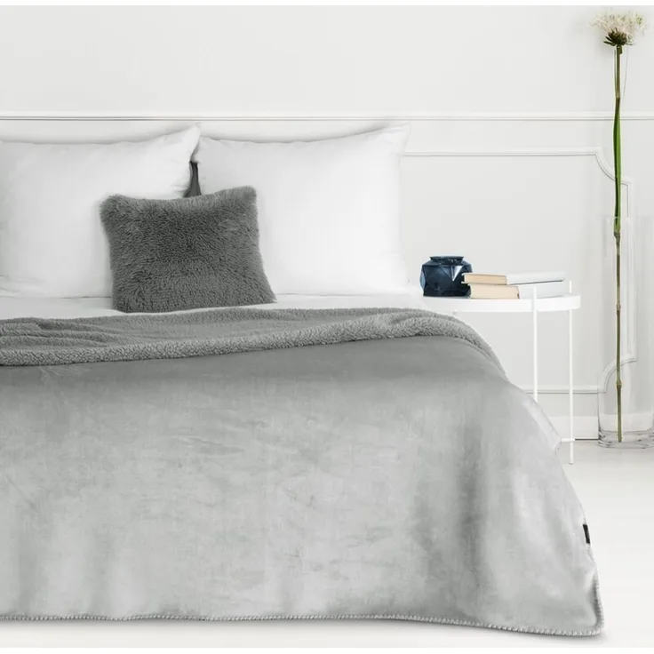 Wohndecke TEDY Teddy-Fleece kuschelige Sofadecke Sesselschoner Extra weich silber 70x160 cm silber