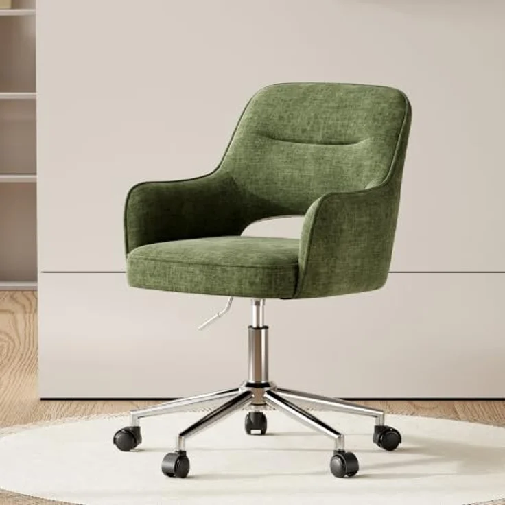 MALOL Drehstuhl Sessel Wohnzimmer höhenverstellbar, Moderner Relaxsessel Stuhl mit Rollen, 360° Drehsessel Schreibtisch Stuhl mit Armlehnen für Wohnzimmer, Schlafzimmer, Homeoffice, Grün – Bild 3