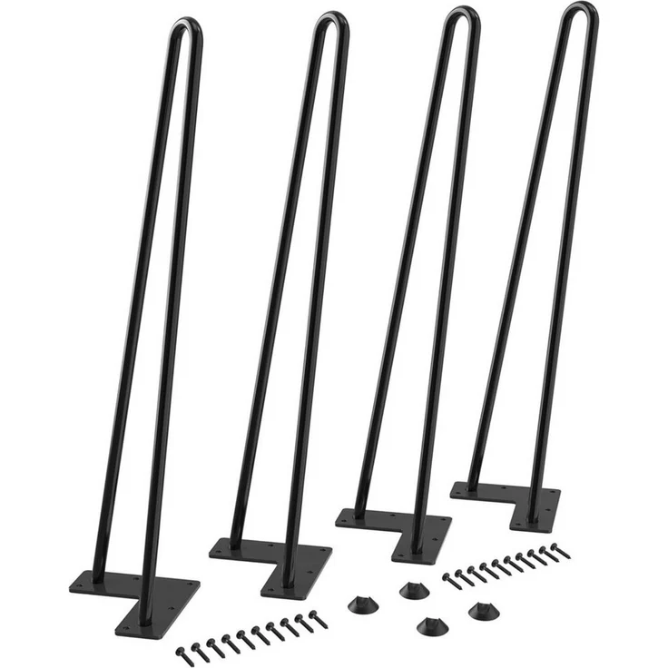 GarveeMore Tischbein Tischbein 4er Set Hairpin Legs mit 2 Streben, DIY 48cm Haarnadelbeine für Tisch