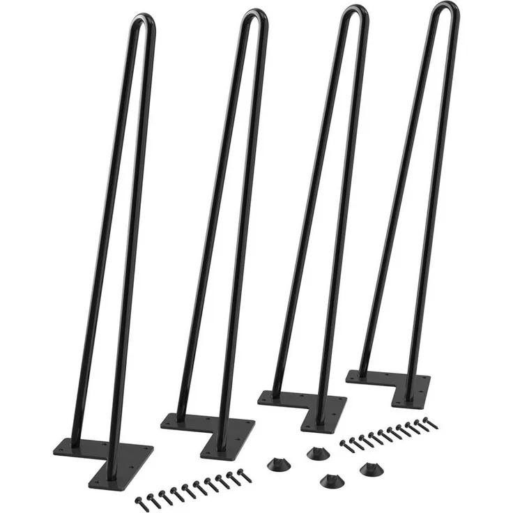 GarveeMore Tischbein Tischbein 4er Set Hairpin Legs mit 2 Streben, DIY 48cm Haarnadelbeine für Tisch