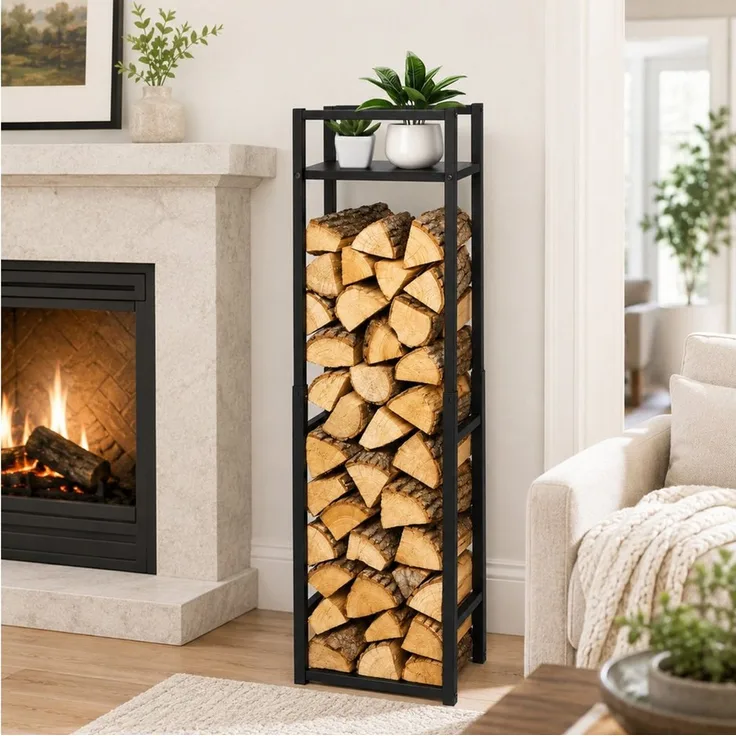 Clanmacy Kaminholzregal Kaminholzregal 45x32 cm, Höhe 120/145/170 cm, Ablage, 100 kg
