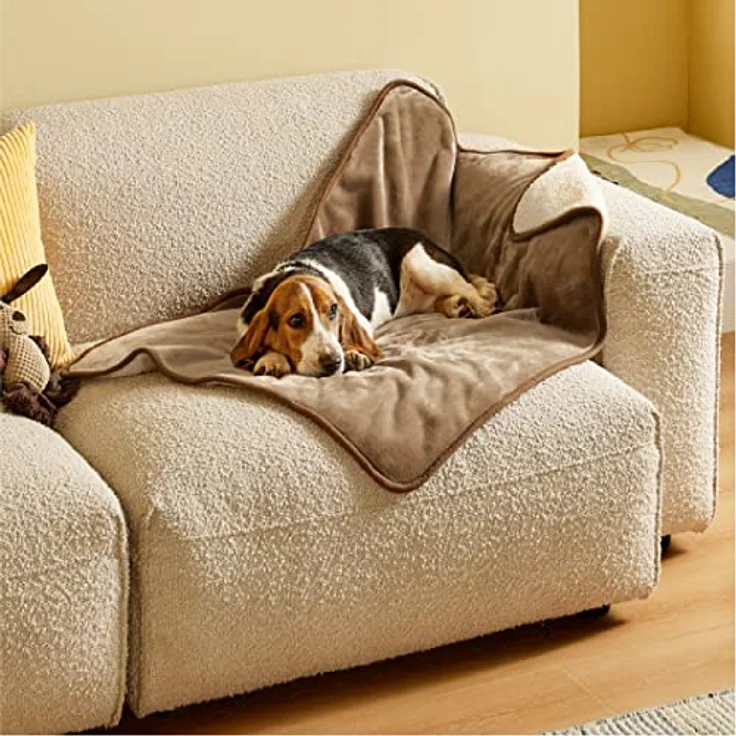 Lesure wasserdichte Hundedecke Grosse Hunde - 100x80 cm Outdoor Hundedecke waschbar, Hundedecke Sofaschutz aus Sherpa Fleece, Katzendecke flauschig und weich, Kamel – Bild 7