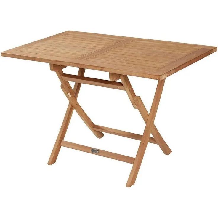 Outdoor Klapptisch BUTTERFLY, Braun, Teakholz massiv, Klappbar, B 120 x H 74 x T 70 cm