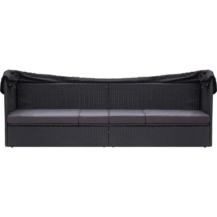 vidaXL Outdoor-Sofabett mit Dach Poly-Rattan Schwarz 46092 – Bild 2