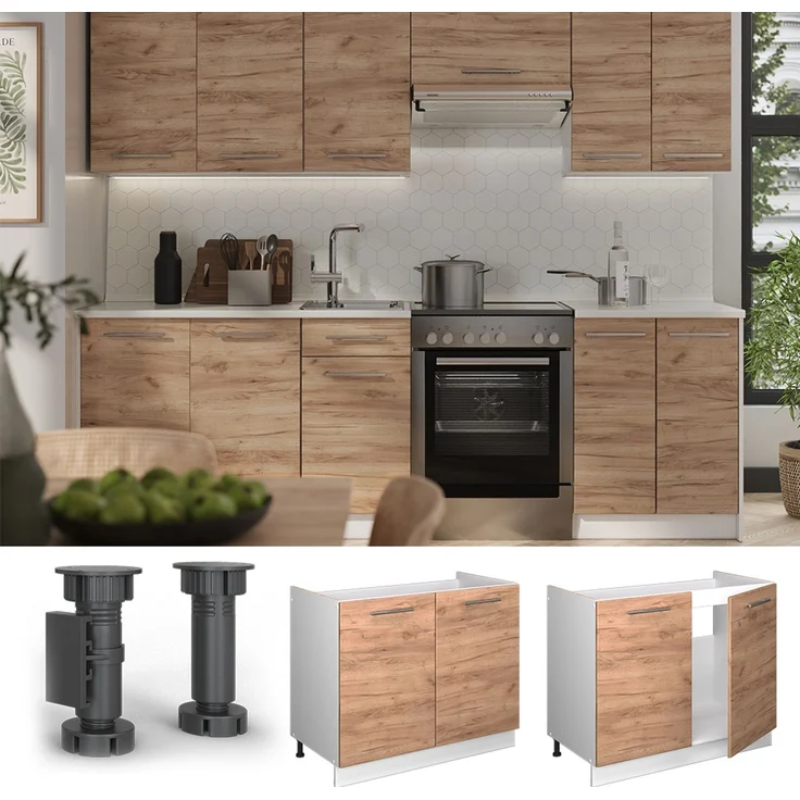 Spülenunterschrank Fame-Line Goldkraft Eiche/Weiß 100 cm, AP Eiche Vicco – Bild 4