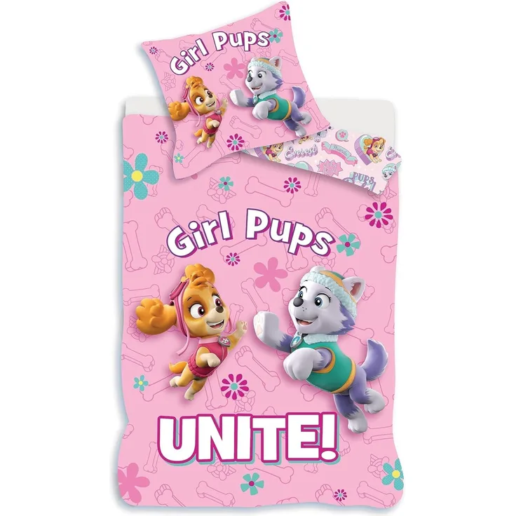 Baby Bettwäsche-Set Paw Patrol rosa 100 x 135 und 40 x 60 cm