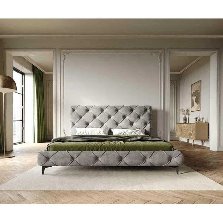 Polsterbettgestell Nayara 180x200 cm Mikrofaser Grau – Bild 3