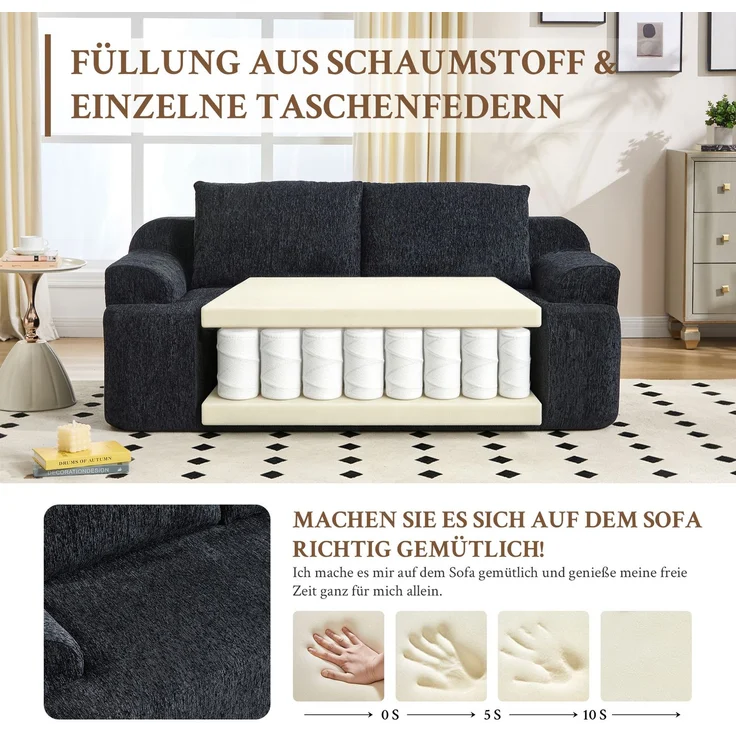 ZUBALIYA SchlafSofa mit Cordbezug, mit Schaumstoffpolsterung, ohne aufwendige Montage, für Wohnzimmer und Apartments – Bild 4