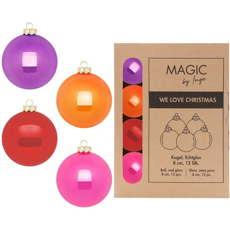MAGIC by Inge Weihnachtsbaumkugel, Weihnachtskugeln Glas 8cm 12 Stück - Party Time – Bild 1