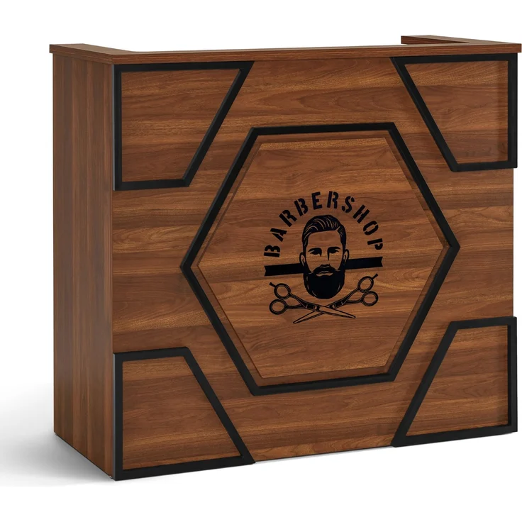 BarberPub Empfangstheke mit 2 Schubladen, Rezeptionstisch Braun R9760 – Bild 1