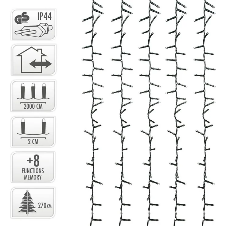 ECD Germany LED-Lichterkette Weihnachtsbeleuchtung Weihnachtslichterkette Christbaumbeleuchtung, Cluster Lichterkette 1000 LEDs 20m für Innen & Außen IP44 Warmweiß – Bild 3