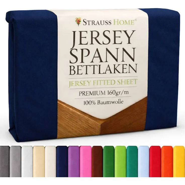 Strauss Home Spannbettlaken Premium, Gummizug: Rundumgummi, 150gr/m2 Premium Jersey 100% Baumwolle – Bild 5