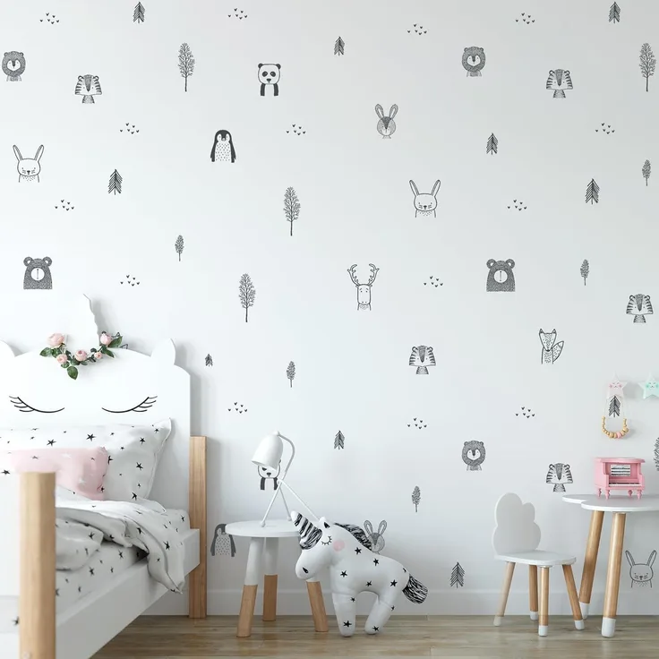 Kinderzimmer Wandtattoos für Kinderzimmer. Stilvolle Safari, Waldtier, Baumschule, Dschungel Wandtattoos.