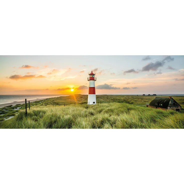 Leinwandbild Leuchtturm Grün Rot Weiß 100x40 DD123211 Keilrahmenbild Wandbild