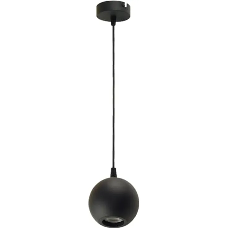 ENOVALITE Pendelleuchte GLOBE Schwarz, 1-flammige Deckenlampe mit GU10 Fassung, Ø100mm, 100cm Pendellänge