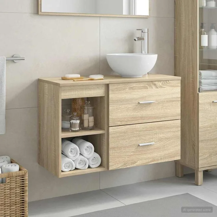 vidaXL Badezimmerschrank-Set 2 stk. Sonoma-Eiche 79,5 x 35 x 80 cm 3403866