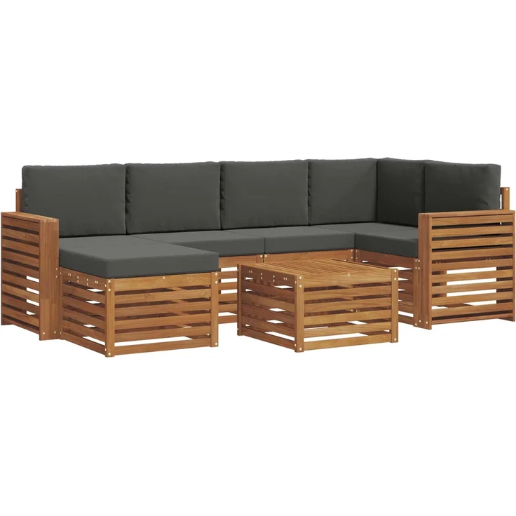 vidaXL Outdoor-Sofagarnitur 7 stk. 5-Sitzer Natur und Anthrazit 3375137 – Bild 2