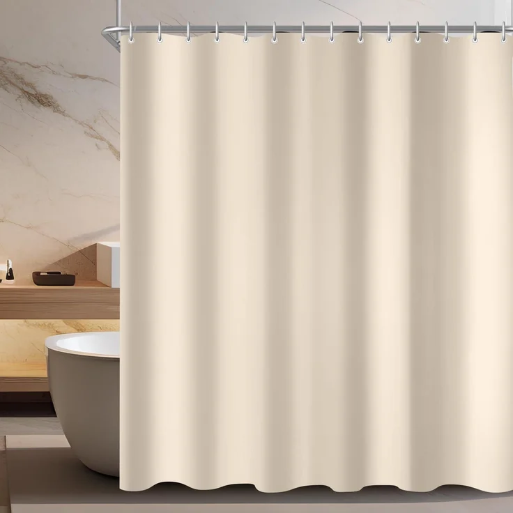 Duschvorhang 90x90 Beige Antischimmel Stoff Wasserabweisend waschbar – Bild 1