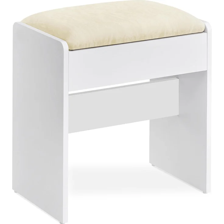 VASAGLE Kailyn Collection – Schminktischhocker, gepolsterter Schminkstuhl, Fußstütze aus Samt, für Schlafzimmer, Ankleidezimmer, Eingangsbereich, moderner Stil, matt-weiß und cremeweiß, RDS001WD01