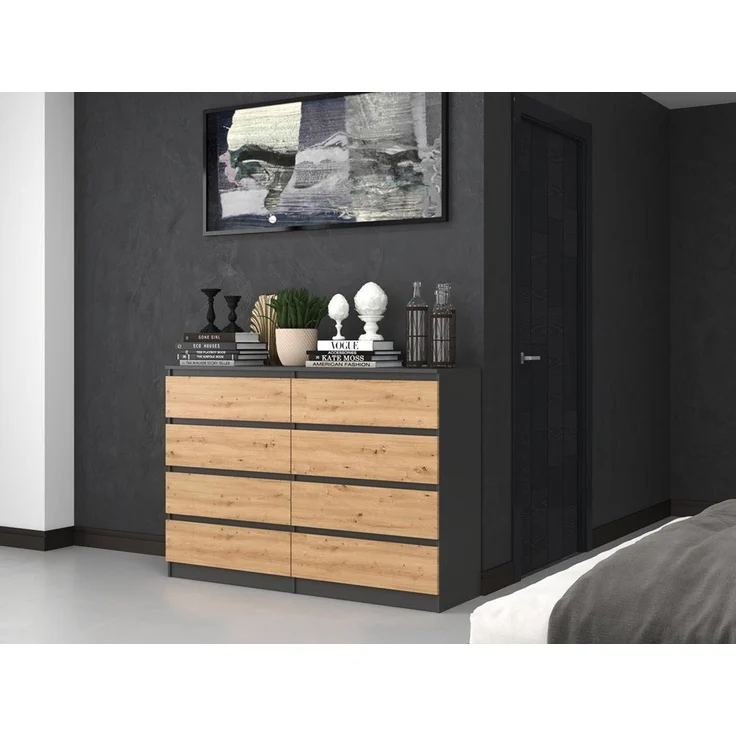 ibonto HOCHKOMMODE ANTHRAZIT / ARTISAN EICHE 40x1138x97cm (H 97 x T 40 x B 138 cm) – Bild 4