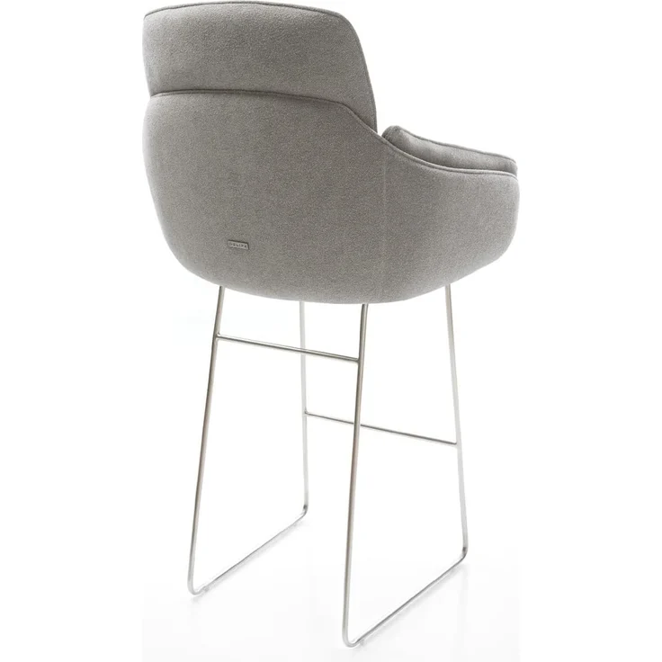 Barstuhl Luan-Flex Strukturstoff Soft Grau Kufengestell Edelstahl Silberfarben – Bild 6