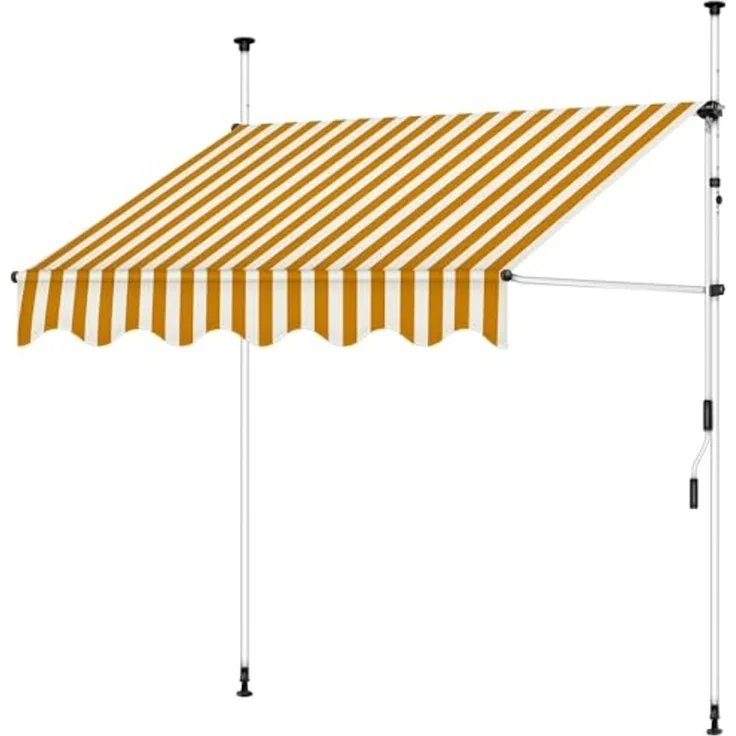 Balkonmarkise Klemmmarkise Markise 350 x 120 cm - Weiß und Orange Balkon Terrasse Fenstermarkise – Bild 1