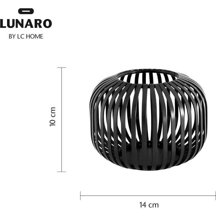 LC Home Lunaro S Windlichtkorb Metall schwarz – Dekolaterne, Teelichthalter & Kerzenhalter –14x10x10cm – Bild 5