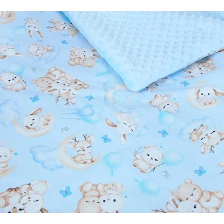 Babydecke BABYLUX Babydecke Krabbeldecke MINKY Kuscheldecke 75x100 cm+KISSEN, BabyLux, K163 Blau + Schnuckis – Bild 5