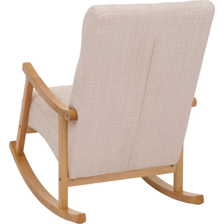 Schaukelstuhl HWC-K10, Relaxsessel, Holz FSC® Stoff/Textil Chenille (465g/m²) ~ creme, Gestell natur – Bild 6