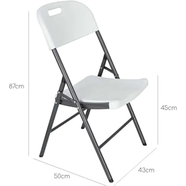 Aranaz Klappstuhl | Metall und Polyethylen | ideal für den Innen- und Außenbereich des Hauses | Stühle für Garten, Terrasse, Familienveranstaltungen | Farbe: Weiß | 43 x 50 x 87 cm – Bild 3