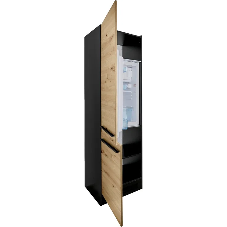 Yourkitchen 'JAZZ' Küchenschrank Eiche Artisan, Holznachbildung Anthrazit, 60 x 211 x 57 cm, Nischenmaß für 88er und 178er Kühlschrank