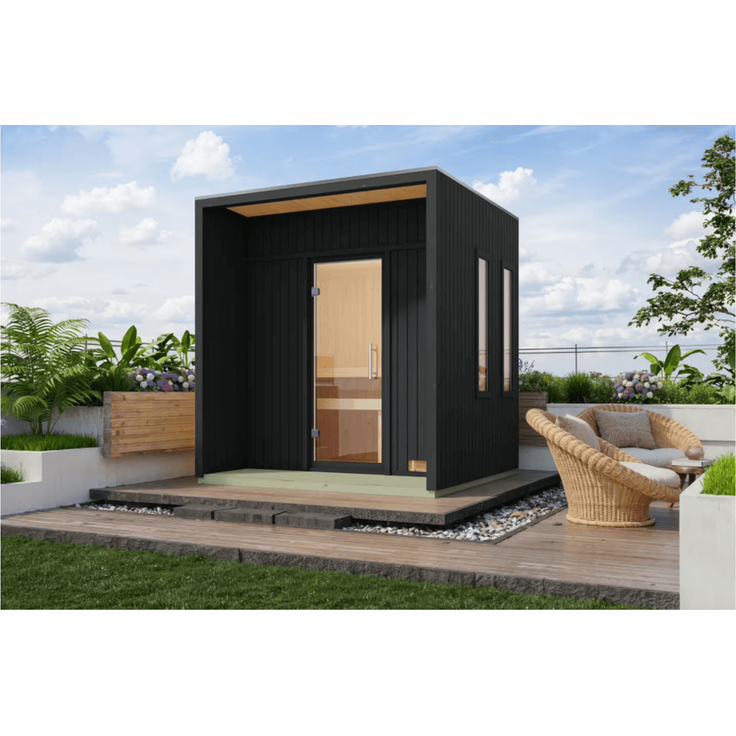 Karibu Sauna Arcadia ohne Ofen in zwei Farben erhältlich schwarz – Bild 2