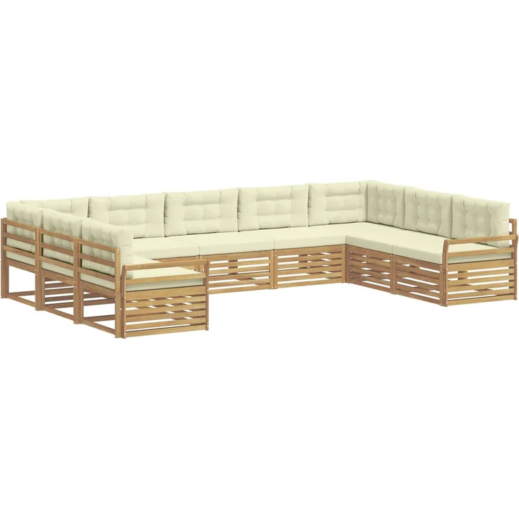vidaXL Outdoor-Sofagarnitur 9 stk. 9-Sitzer Weiß und Creme 3391155 – Bild 2