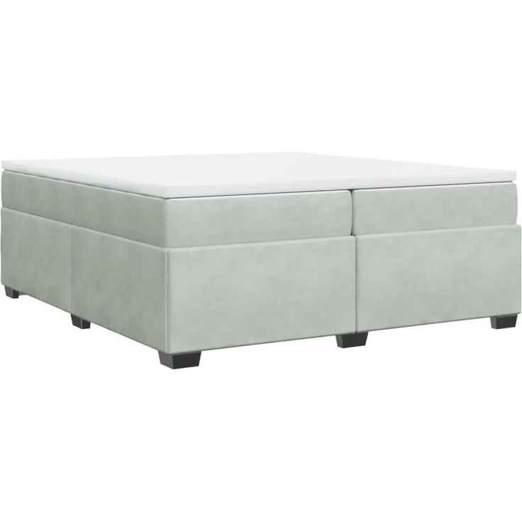 vidaXL Boxspringbett mit Matratze Hellgrau 200x200 cm Samt 3285305 – Bild 2