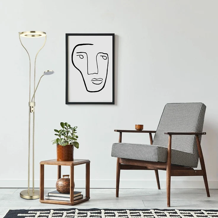 LED Deckenfluter, Messing, Dimmer, Lesespot, H 194 cm – Bild 5