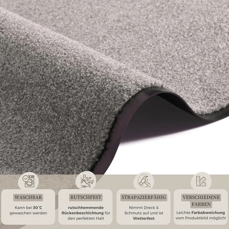 Waschbare Fußmatte Wash & Clean - taupe - 120x180x0,7cm – Bild 3