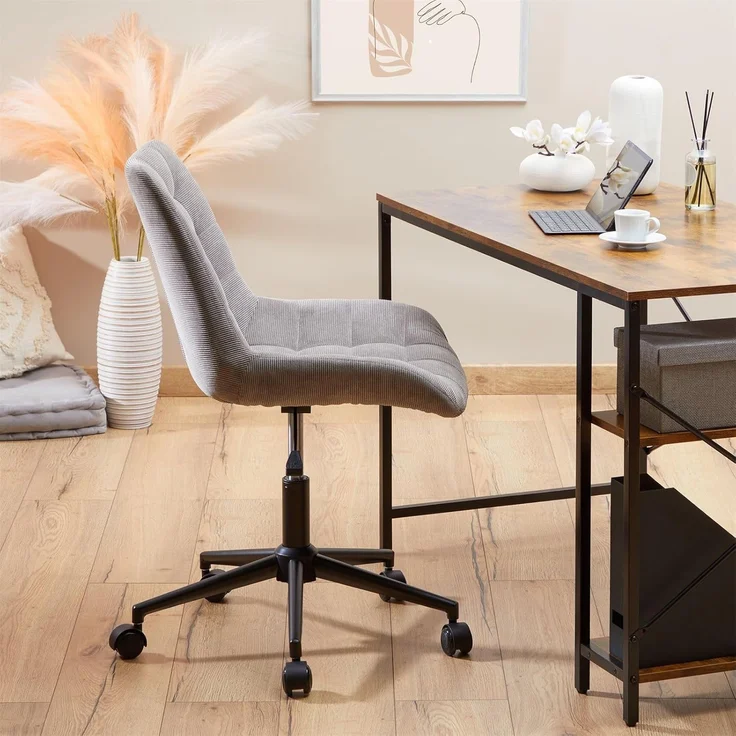 IDIMEX Drehstuhl VASILO, Drehstuhl Bürostuhl mit Stoffbezug 5 Doppelrollen und Metallgestell – Bild 3