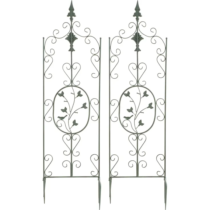 Rankgitter FALK 2er Set - 35x1x122cm, Metall, Antik-Grün | Rankhilfe Kletterpflanzen Gartendekoration